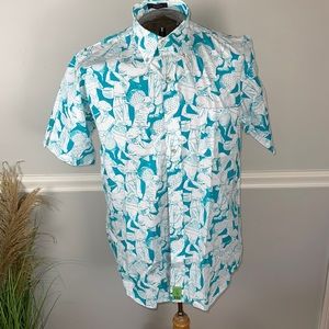 Kenneth Gordon Medium Golf Print Turquoise Shirt